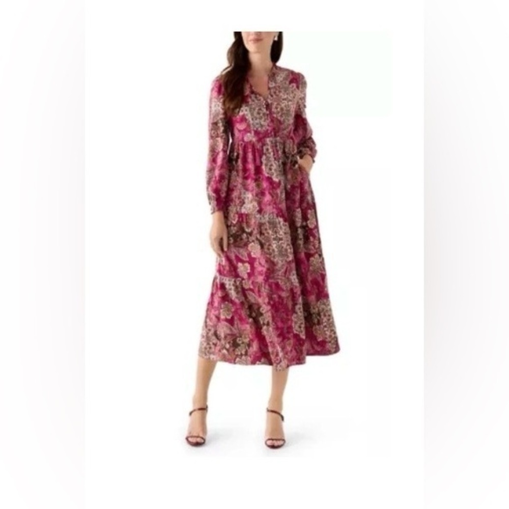Wonderly Pink and Brown Long Sleeve Dress